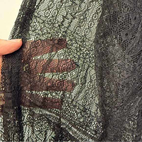 Jason Wu Black Satin Trim Lace Sheer Blouse Top Button Up Front Women's Sz M NWT - Picture 9 of 14